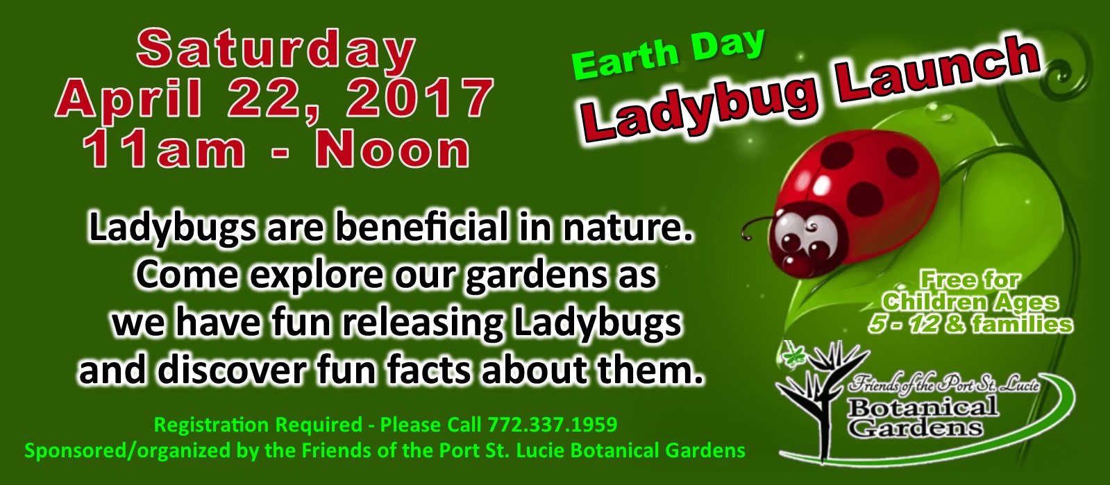 Childrens Event: Earth Day Ladybug Launch