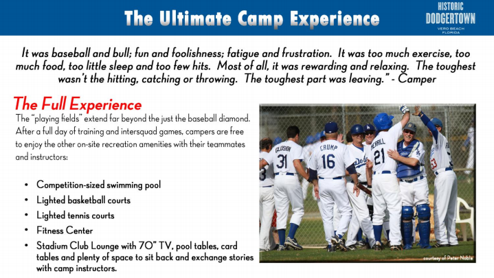 Adult Baseball Camp  Los Angeles Dodgers