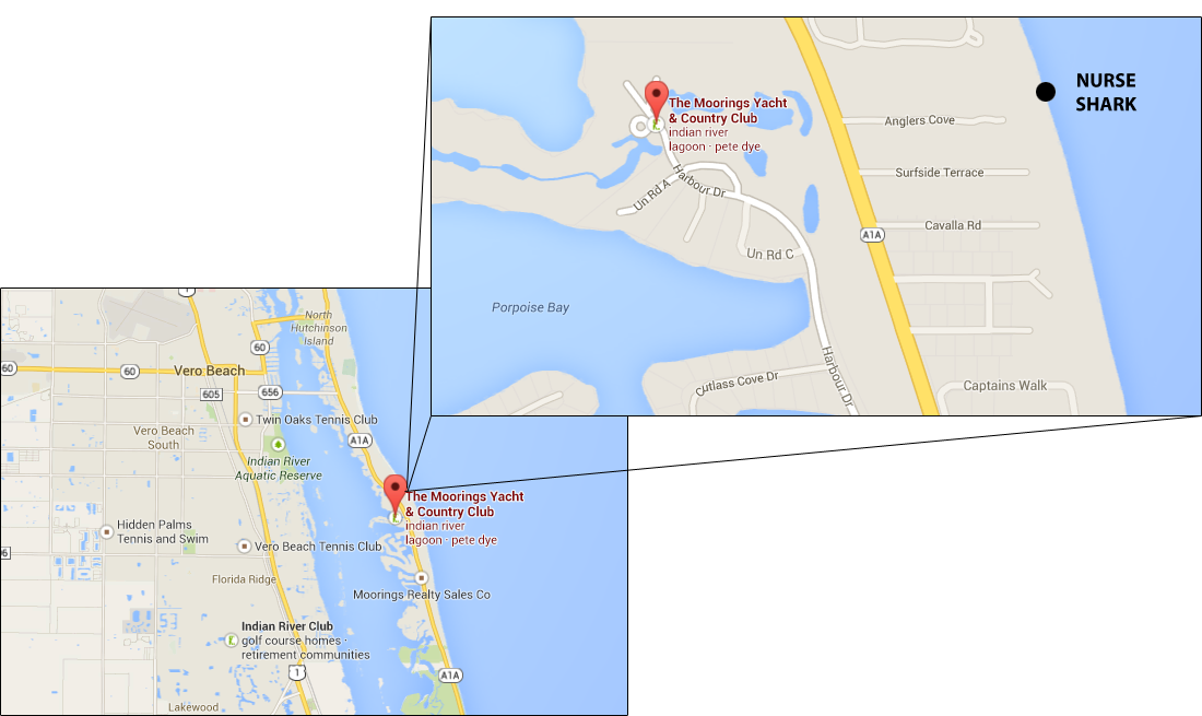Nurse Shark Location on Map in Vero Beach