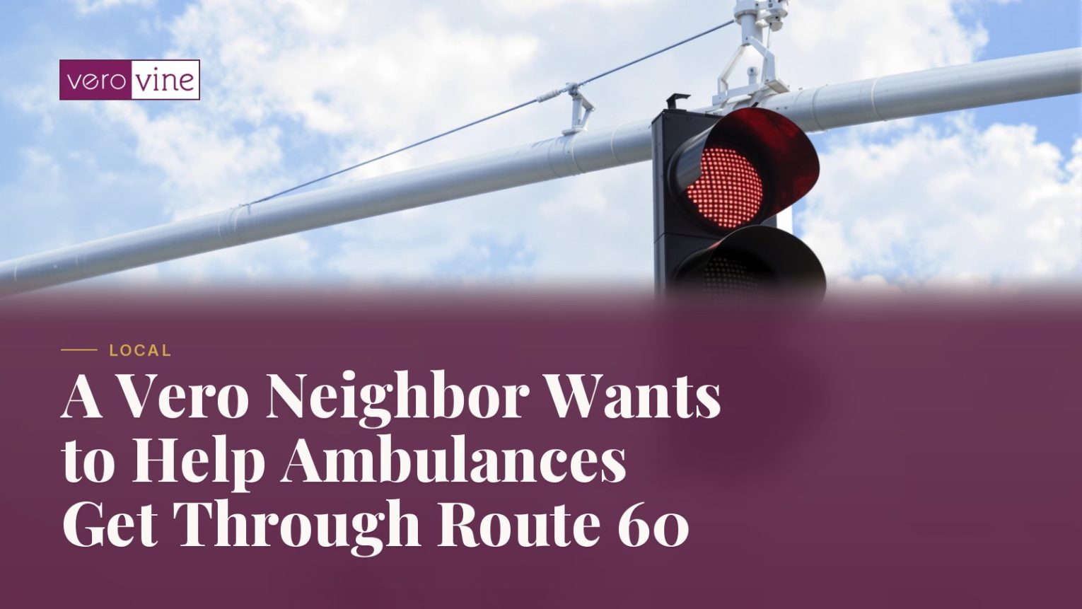 A red traffic signal against a Florida sky with the story title
