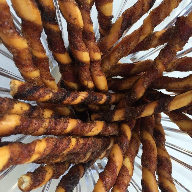 Sweet And Spicy Bacon Wrapped Breadstick