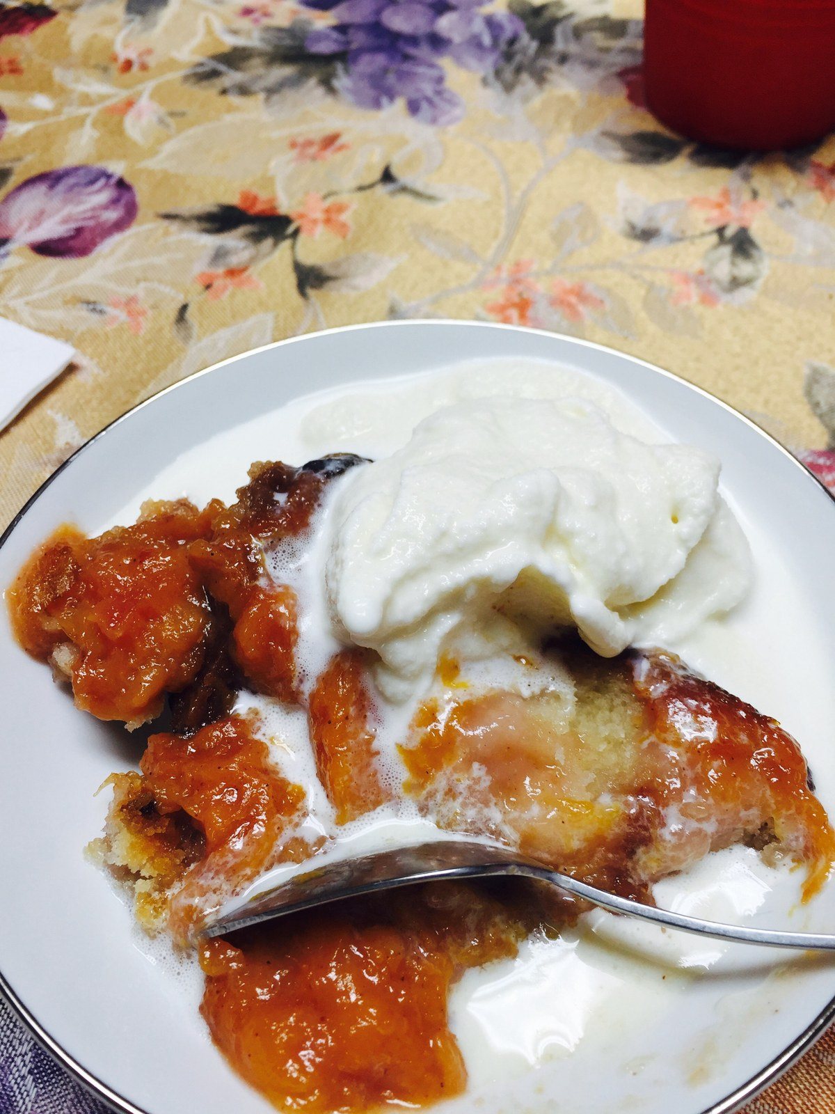Fresh Out Of The Oven Peach Cobbler & Home Made Vanilla Ice Cream