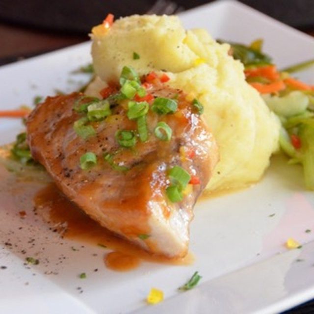 Swordfish W/ Miso Glaze, Wasabi Mashed Potatoes & Japanese Vegetable Medley