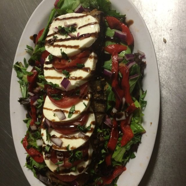 Fired Eggplant Stack With Fresh Mozzarella And Balsamic Reduction @ Big Apple