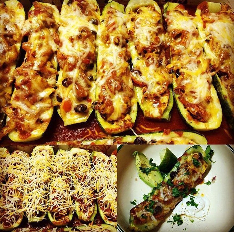 Zucchini Chicken Enchada Boats