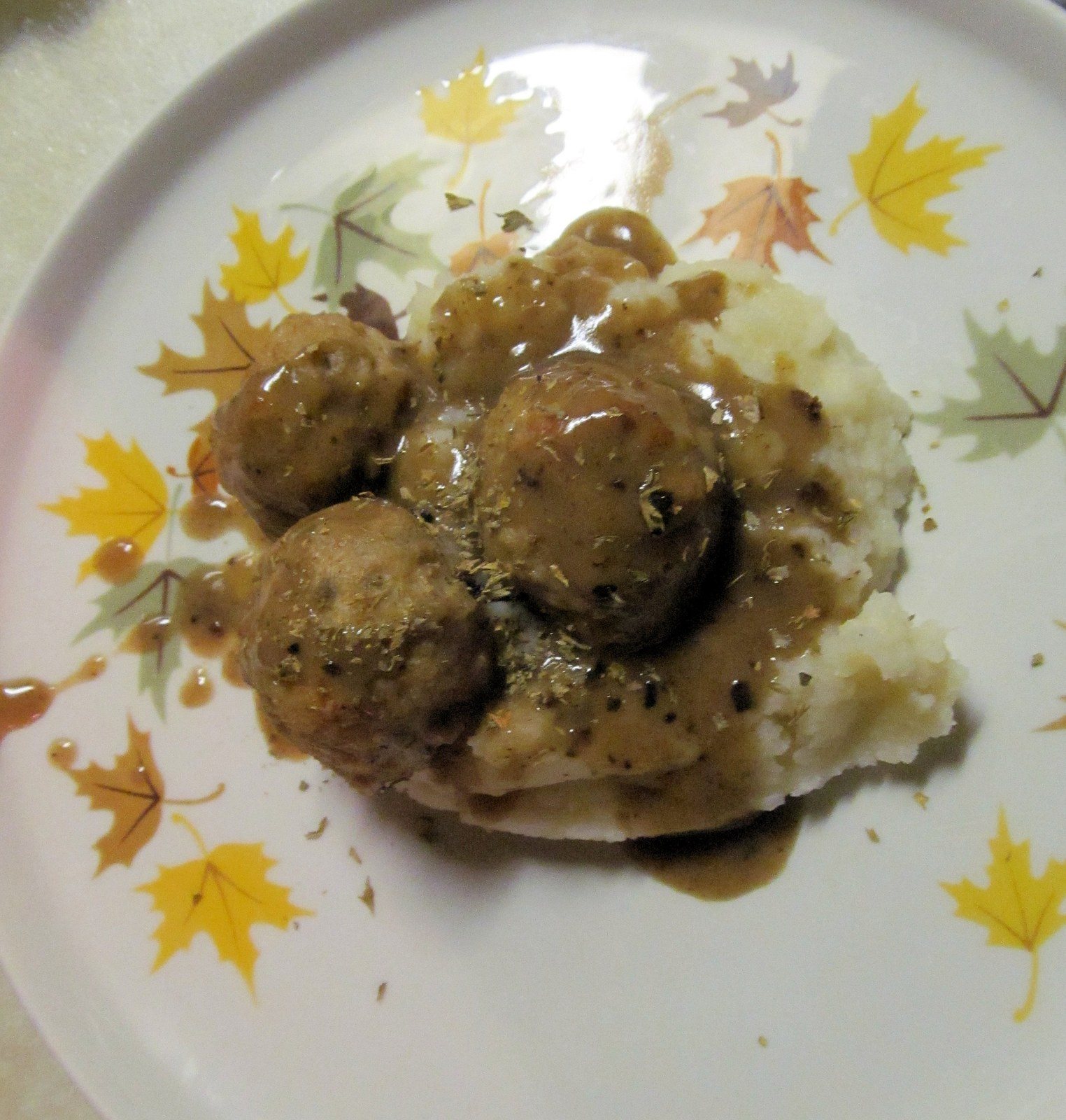 Turkey Apple Swedish Meatballs Over Mashed