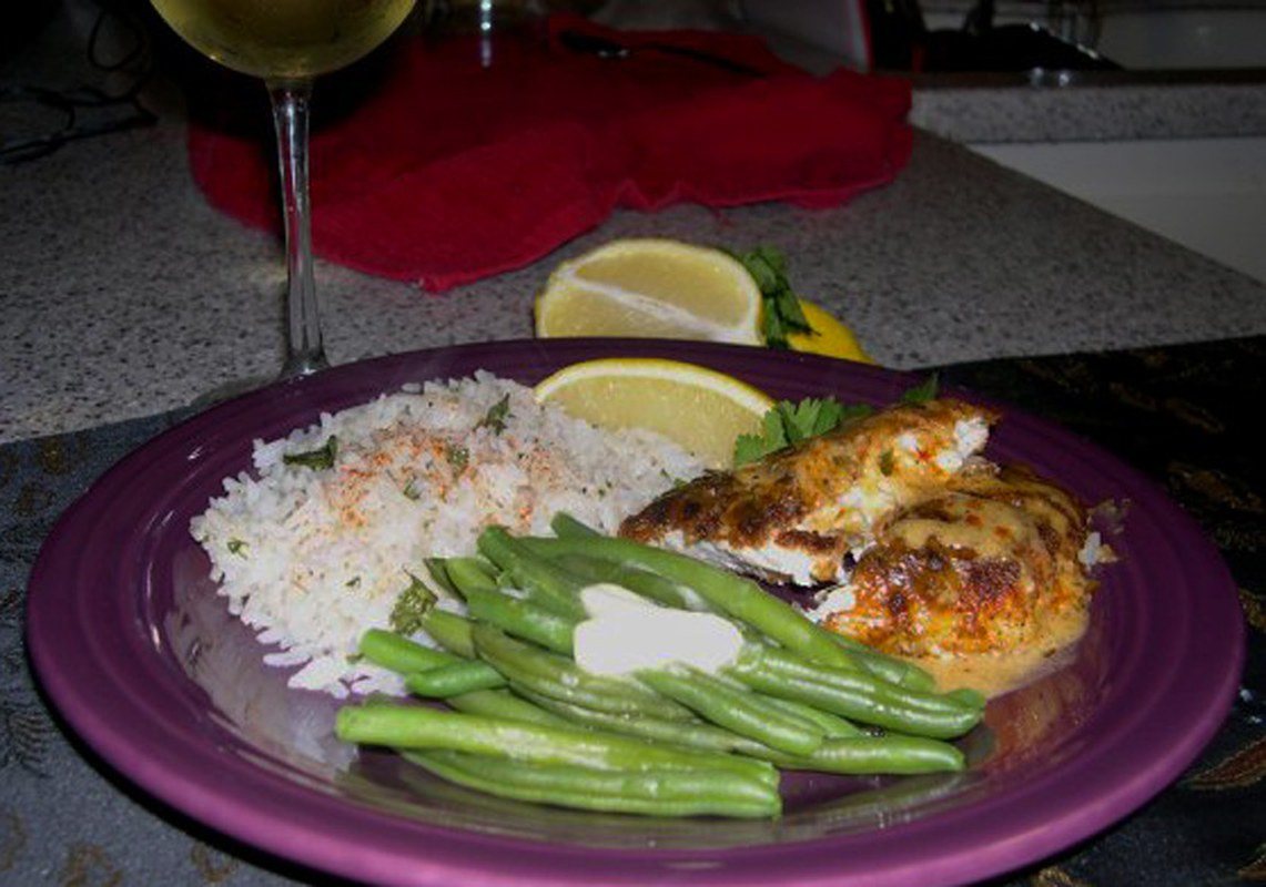 Pacific Halibut With Rige And Fresh Green Beans
