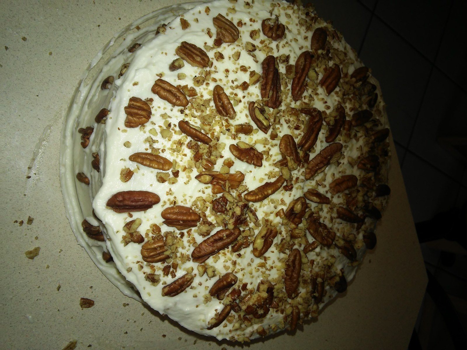 From Scratch Banana Cake Almond With Cream Frostingwith Pecan Pieces