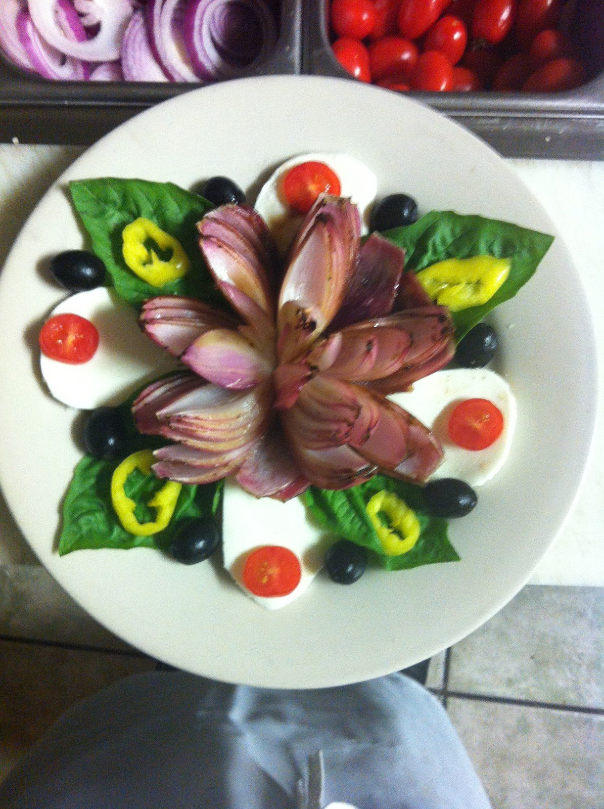 Roasted Red Onion Salad With Fresh Mozzarella @ Big Apple