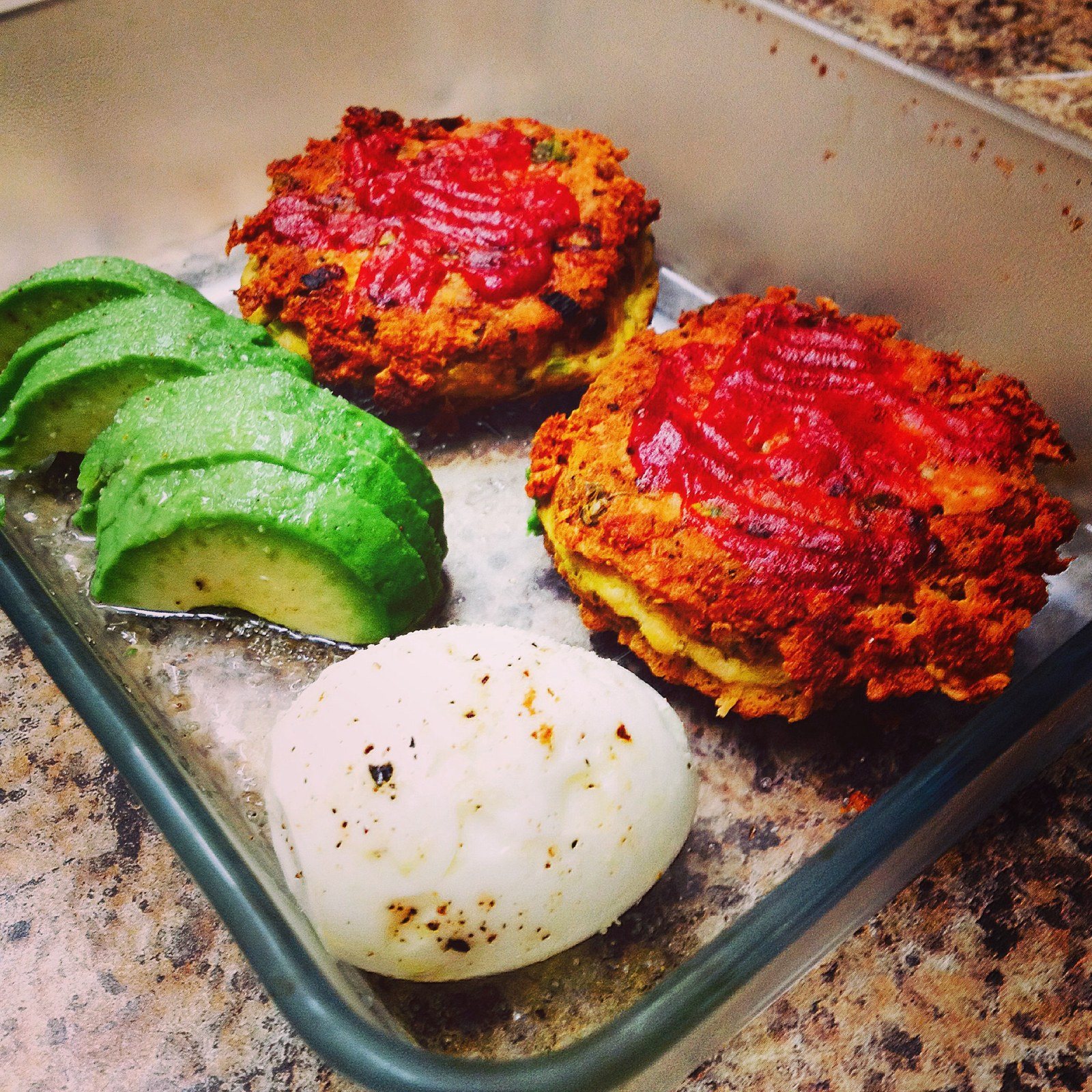 Wild Alaskan Salmon Patties With An Avacado And A Boiled Egg. Lunch!