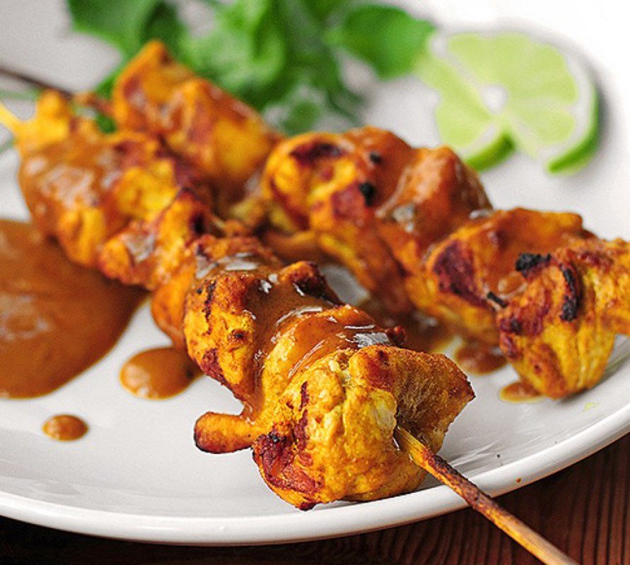 Chicken Satay With Sesame Infused Peanut Sauce