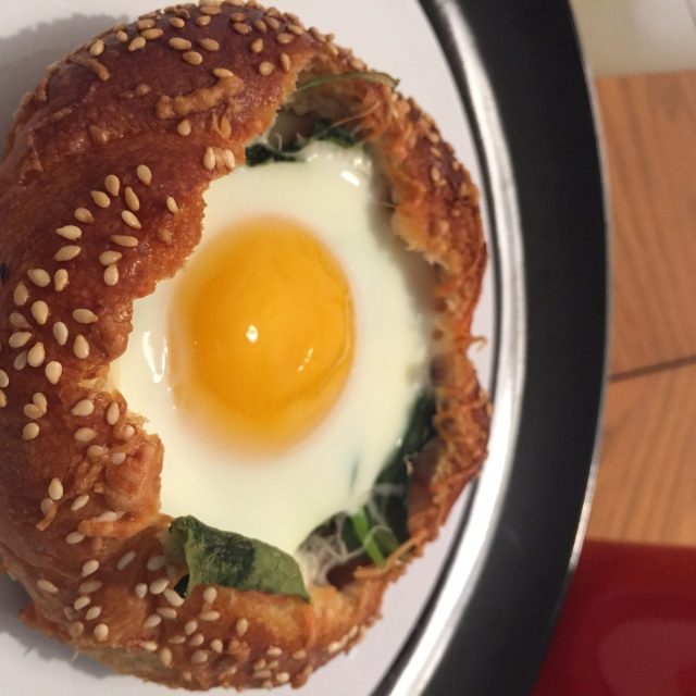 Bacon, Spinach, Cheese Breakfast Breadbowl!
