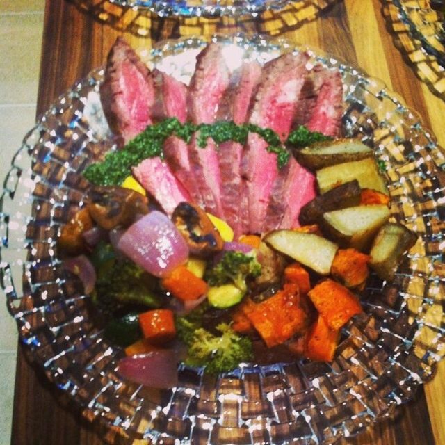 Flank Steak With Chimichurri And Roasted Vegetables