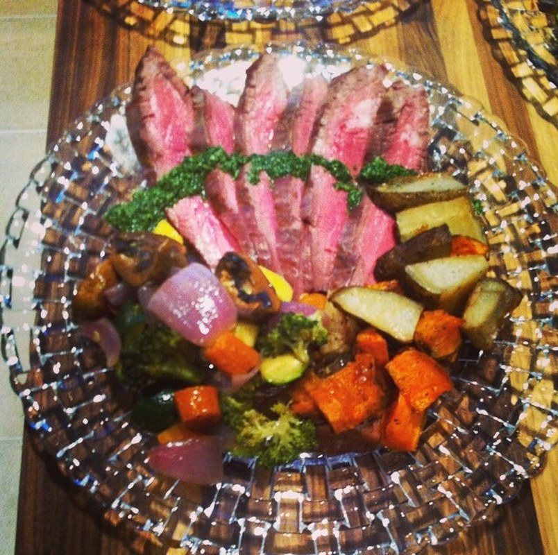 Flank Steak With Chimichurri And Roasted Vegetables