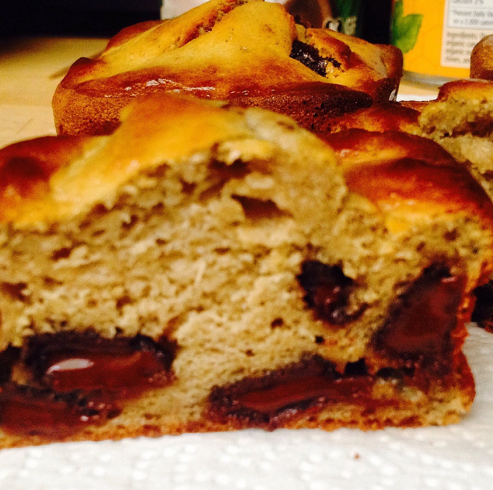 Flourless Cashew Butter Chocolate Chip Muffins Close Up!