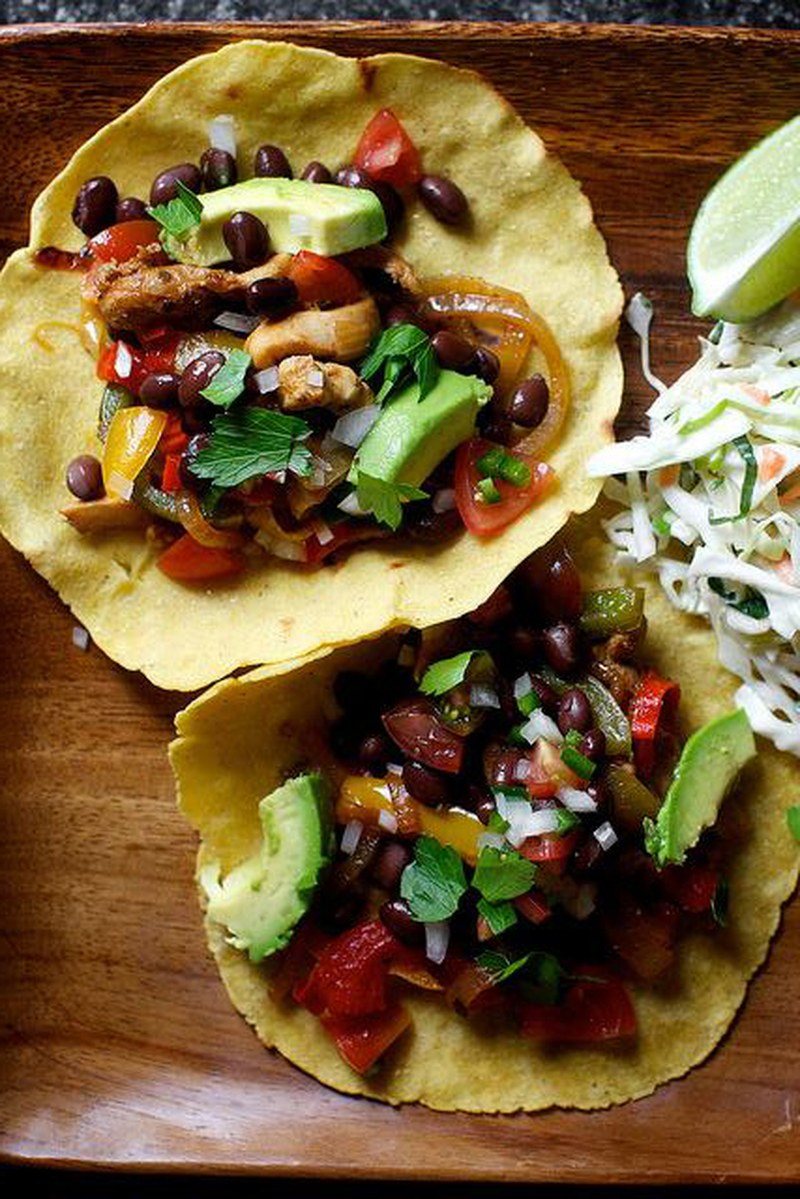 Homemade Tortilla Chicken Fajitas With Caramelized Onion Guacamole