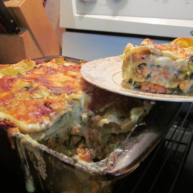 Salmon Lasagna With Creamy Basil Sauce