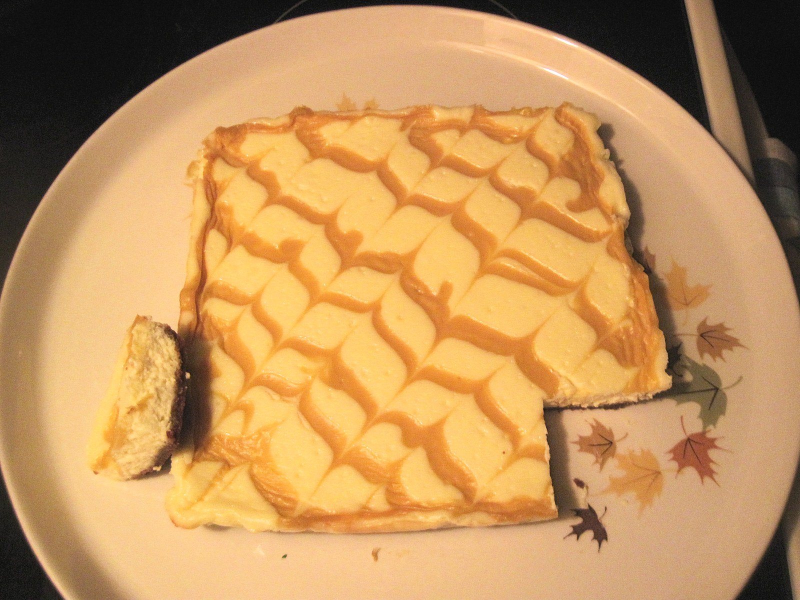 Cheesecake Bars On Ginger Snap Cookie Crust, With Mango Puree