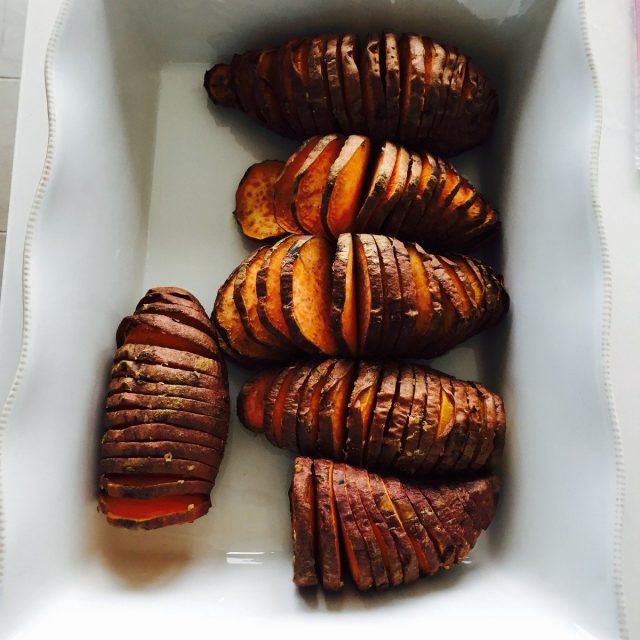 Hassle Back Sweet Potatoes