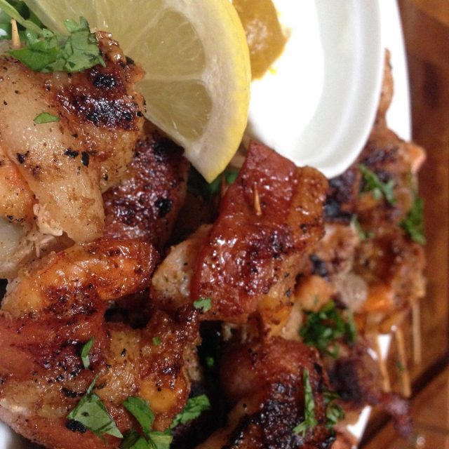 Dynamite Bacon Wrapped Shrimp With Lemon Creme Fraiche