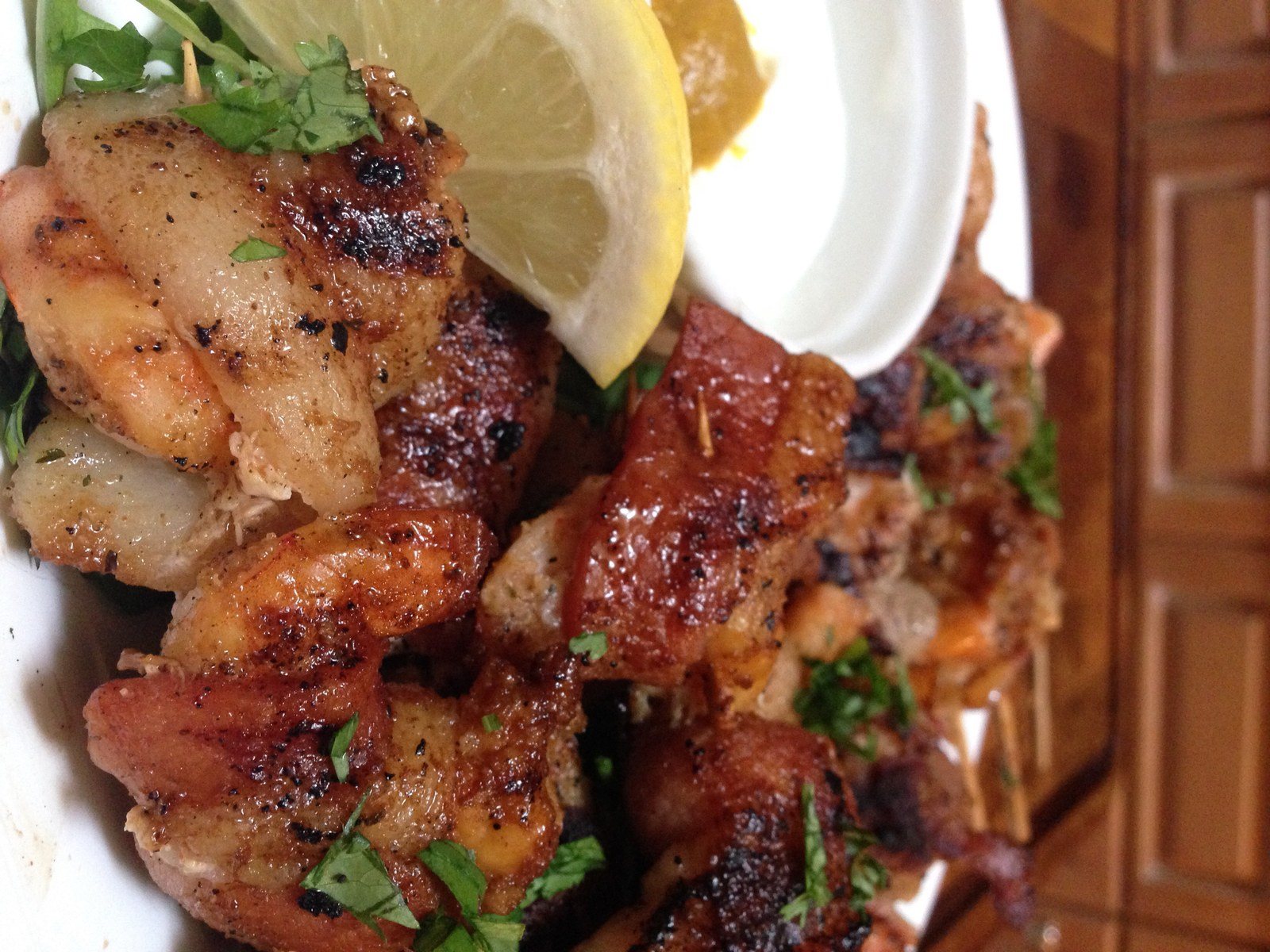 Dynamite Bacon Wrapped Shrimp With Lemon Creme Fraiche