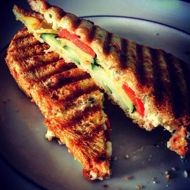Grilled Vegetable Panini With A Feta Spread