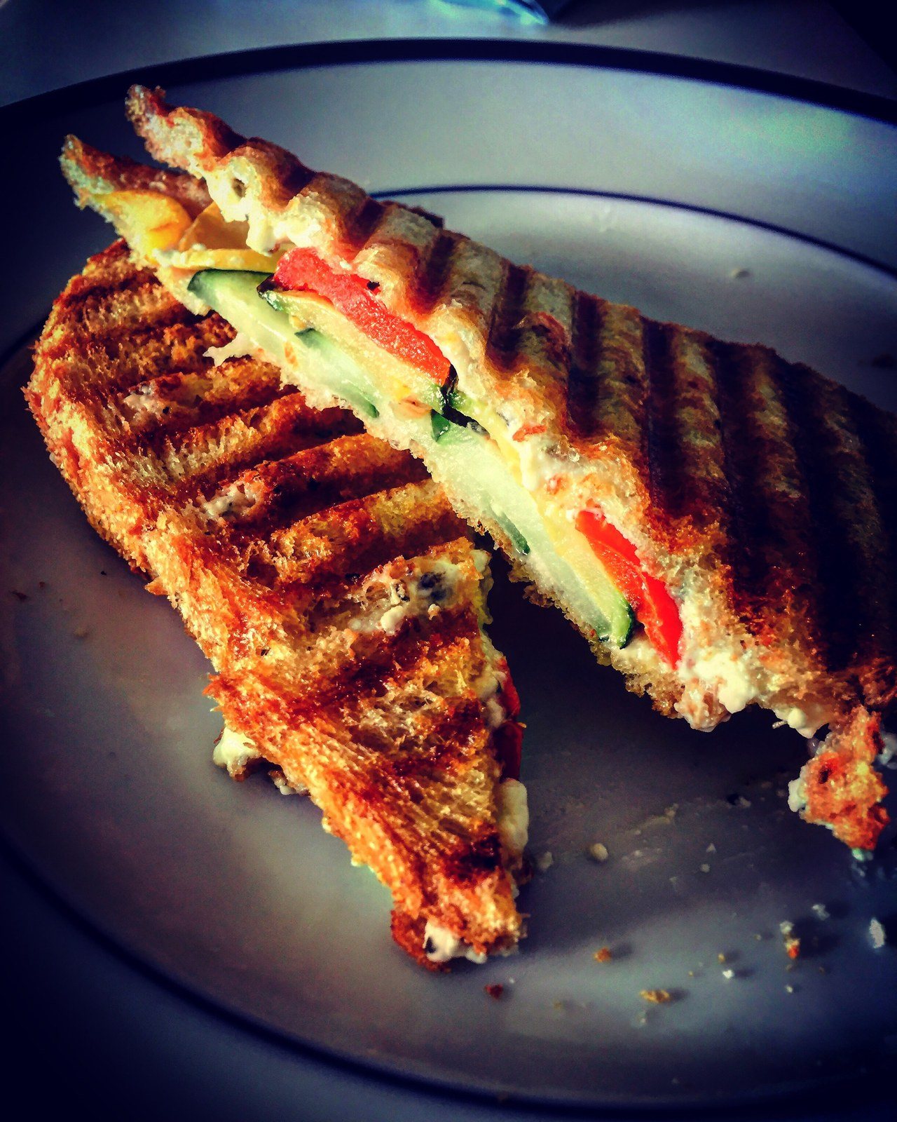 Grilled Vegetable Panini With A Feta Spread