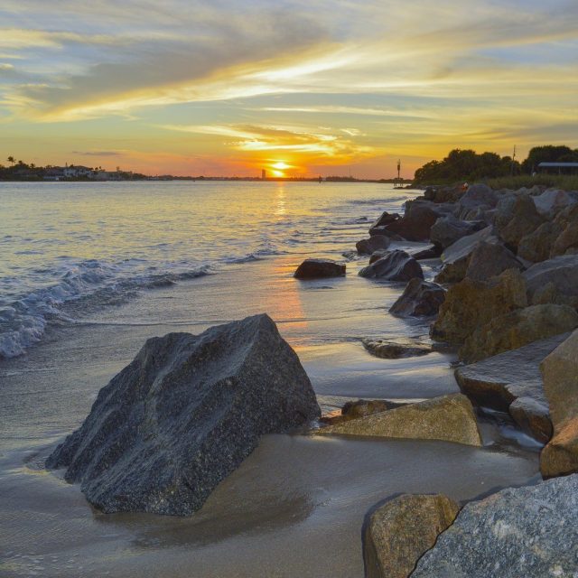 Sunset From The North Jetty In Fort Pierce.