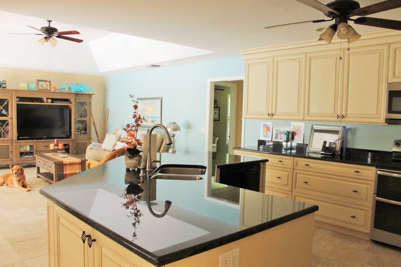 Covering Back Splash With Artwork To Cover It Up.