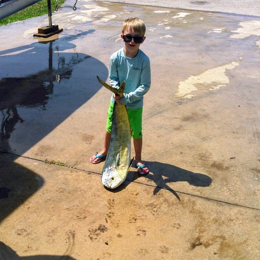 Fishing Fool With His 1st Mahi!