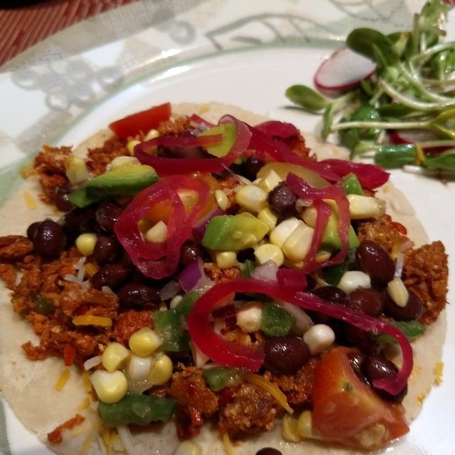 Chorizo Tacos With Marinated Onions And Sprouted Radish Dalad