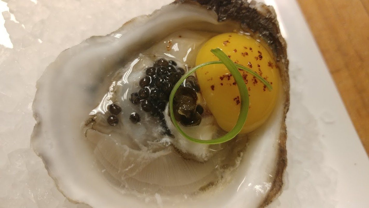 Dirty Oyster, Quail Egg, Sturgeon Caviar, Scallion