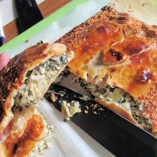 Chicken Spinach Artichoke Dip Slab Pie
