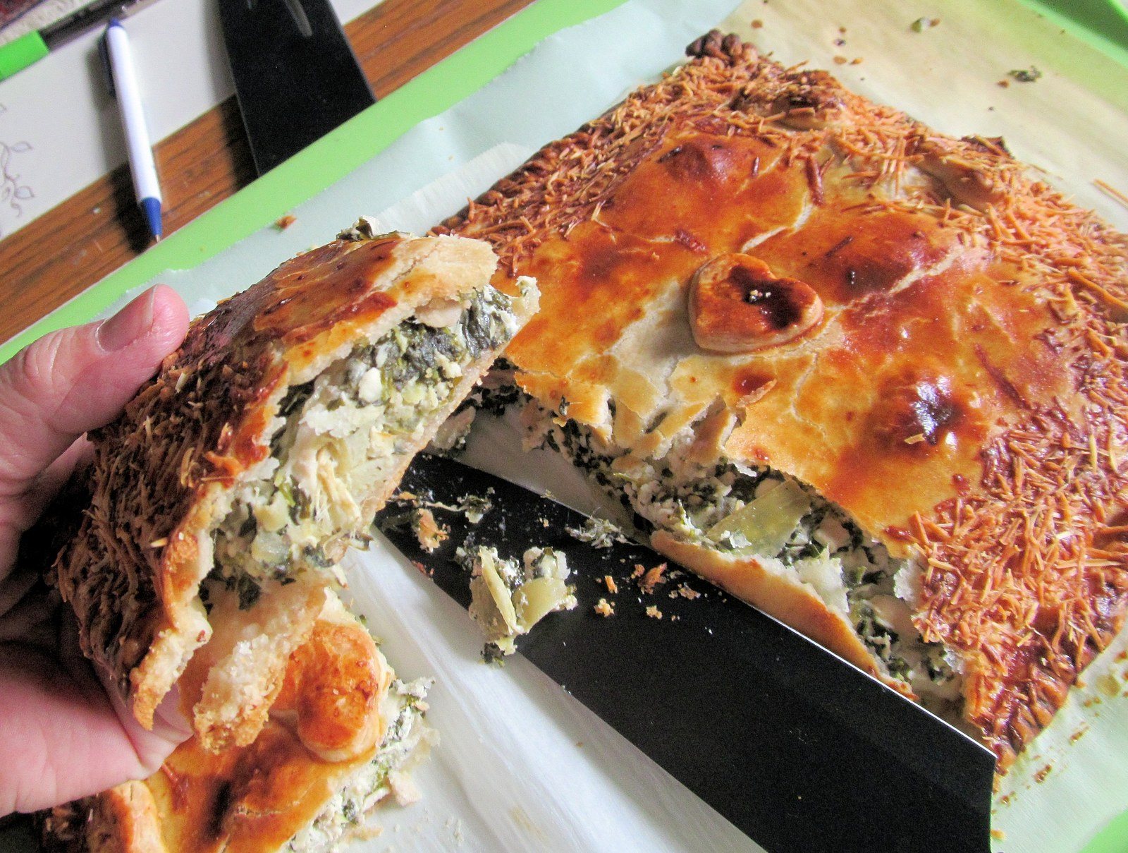 Chicken Spinach Artichoke Dip Slab Pie
