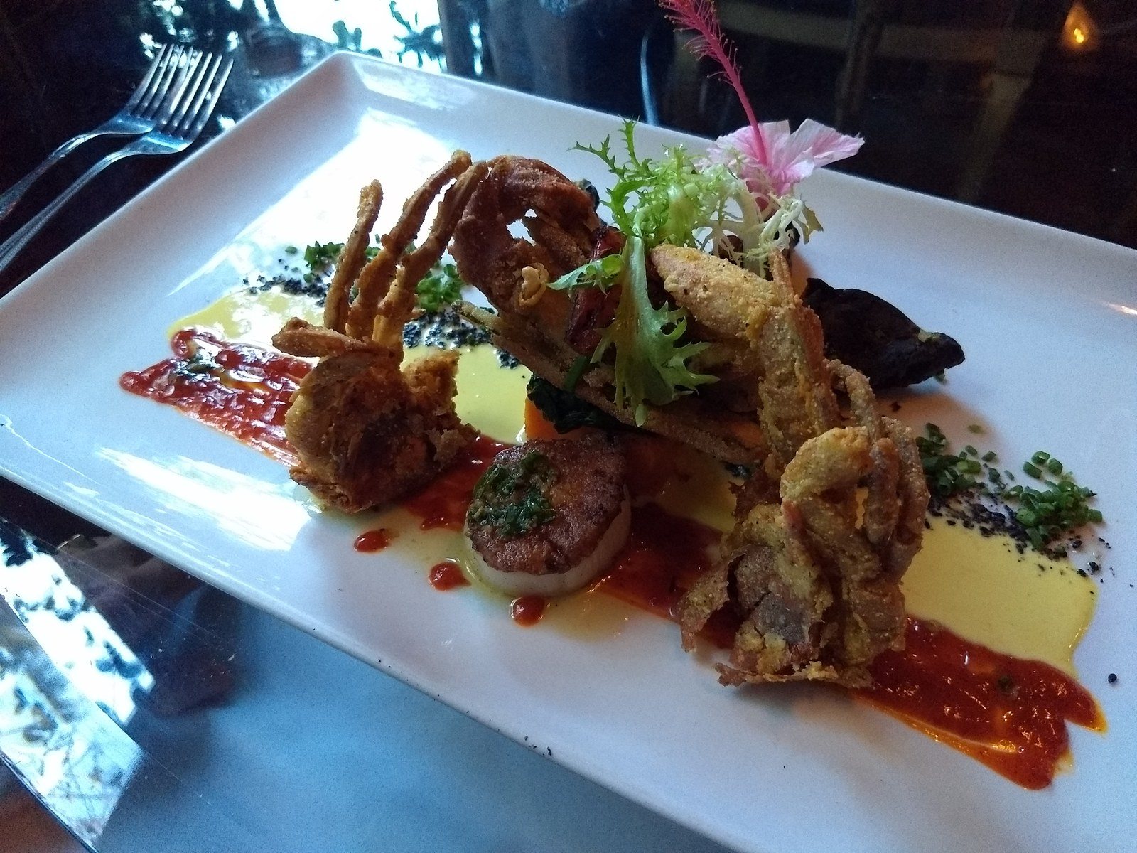 Soft Shell Crab With Oan Seared Sea Scallop, Shitakes, Mushroom Empanadas, Anari