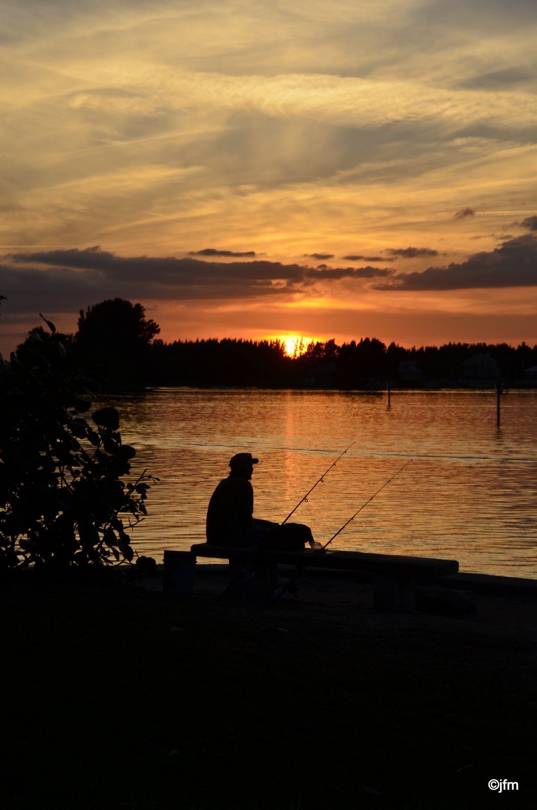 Old Fisherman And Sunset