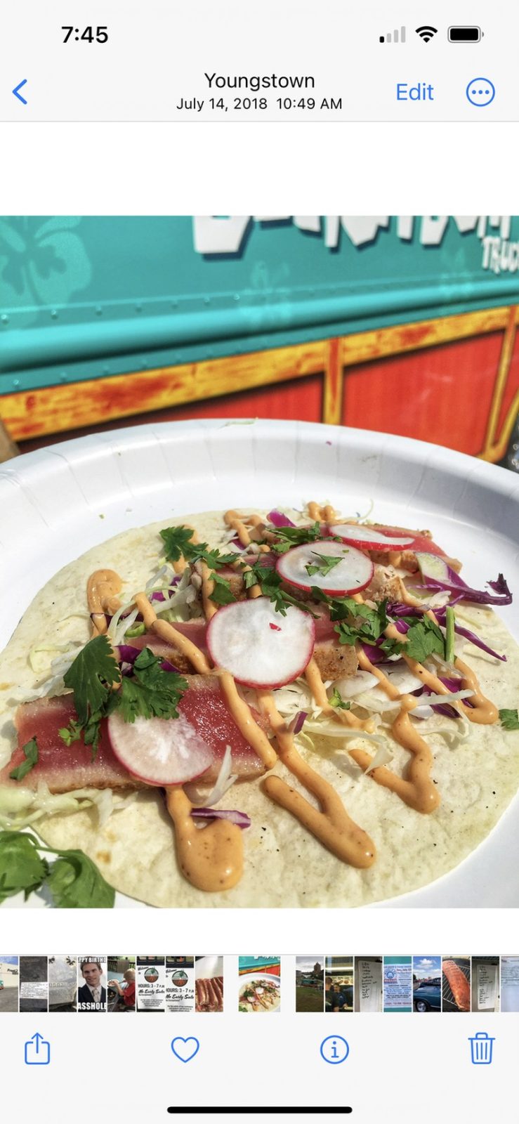 Yellow Fin Tuna Tacos.